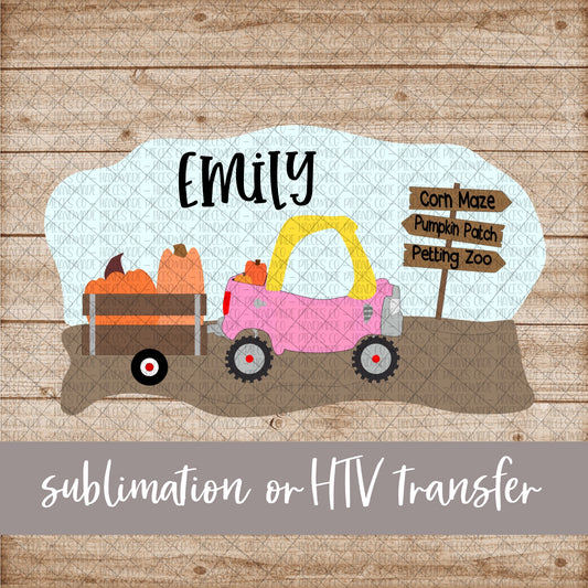 Pumpkin Patch, Pink Truck - Name Optional - Sublimation or HTV Transfer
