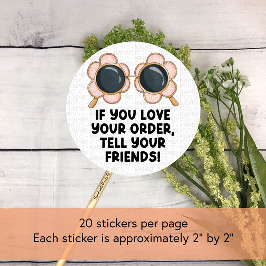 If You Love Your Order, Tell Your Friends - Packaging Sticker, Retro Summer Theme