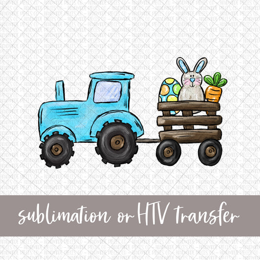 Easter Tractor, Blue - Sublimation or HTV Transfer