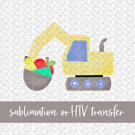 Excavator, School Supplies - Sublimation or HTV Transfer