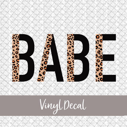 Babe Vinyl Decal, Leopard and Black