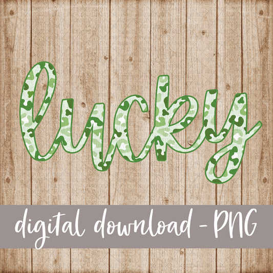 Lucky, Cursive, Green Leopard Pattern - Digital Download