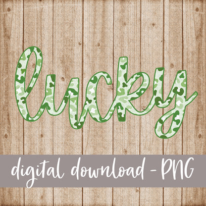 Lucky, Cursive, Green Leopard Pattern - Digital Download