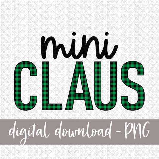Mini Claus, Green Buffalo Plaid - Digital Download