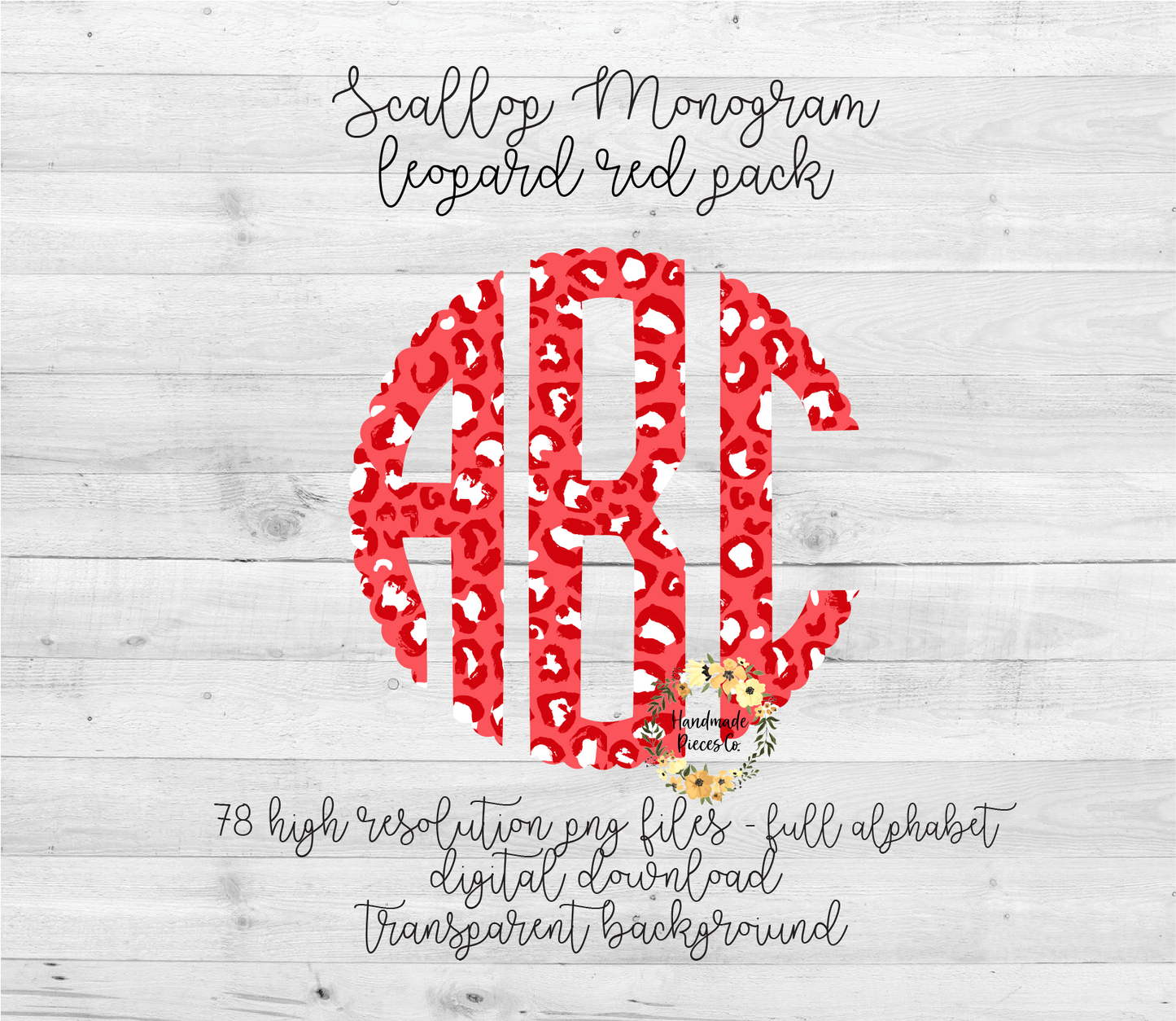 Leopard, Red Monogram - Multiple Styles - Digital Download