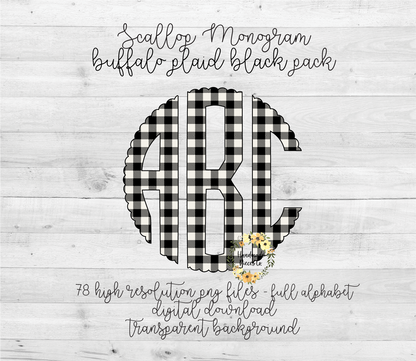 Buffalo Plaid, Black Monogram - Multiple Styles - Digital Download