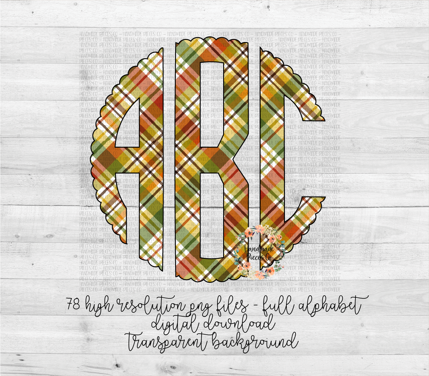 Autumn Plaid Monogram, 3 - Multiple Styles - Digital Download