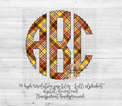 Autumn Plaid Monogram, 2 - Multiple Styles - Digital Download