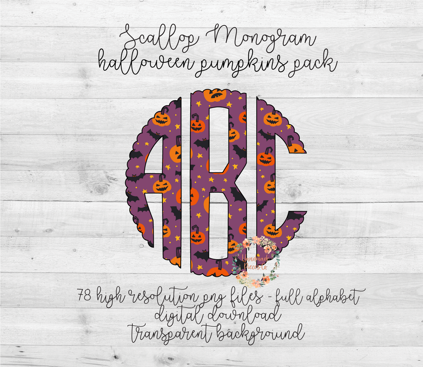 Halloween Pumpkins Monogram - Multiple Styles - Digital Download