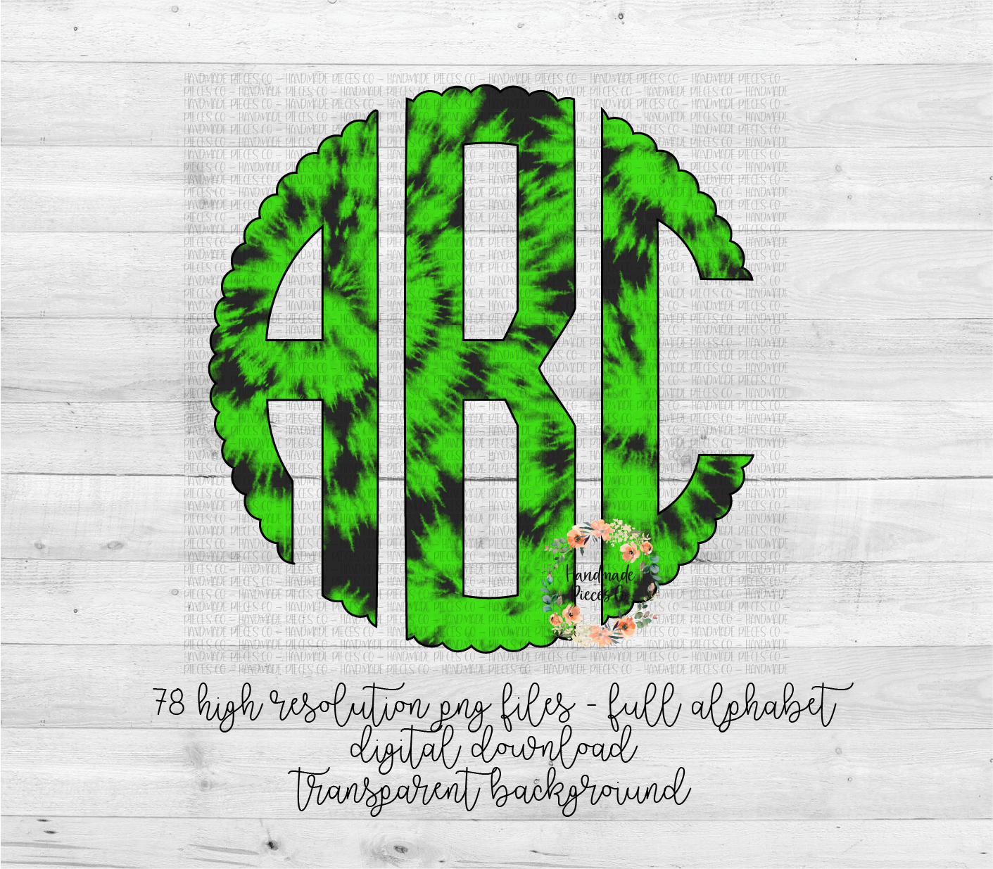 Halloween Tie Dye Monogram, Green - Multiple Styles - Digital Download