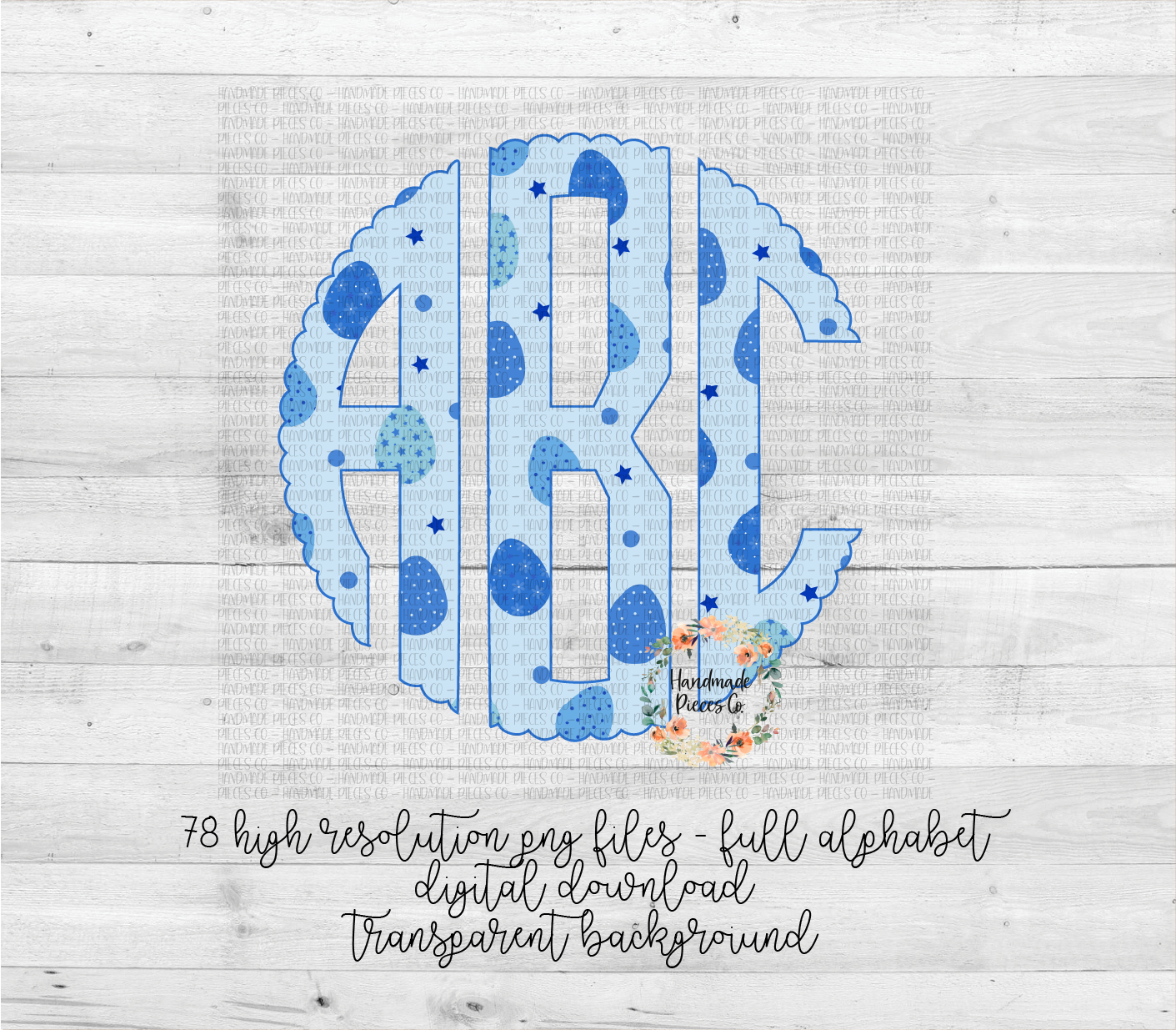 Easter Egg, Blue Monogram - Multiple Styles - Digital Download