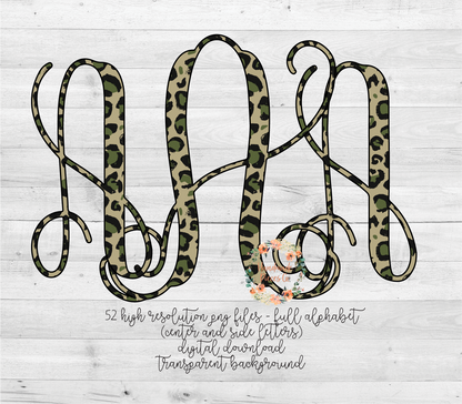 Leopard Camo Monogram - Multiple Styles - Digital Download