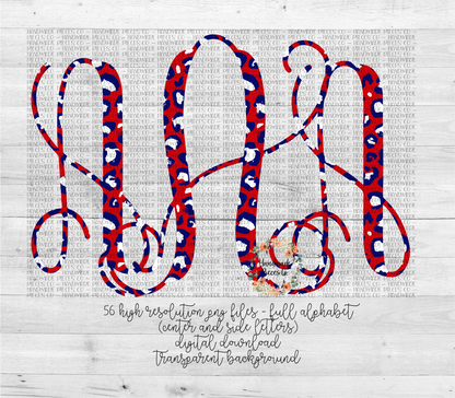 Leopard, Red White and Blue  - Multiple Styles - Digital Download