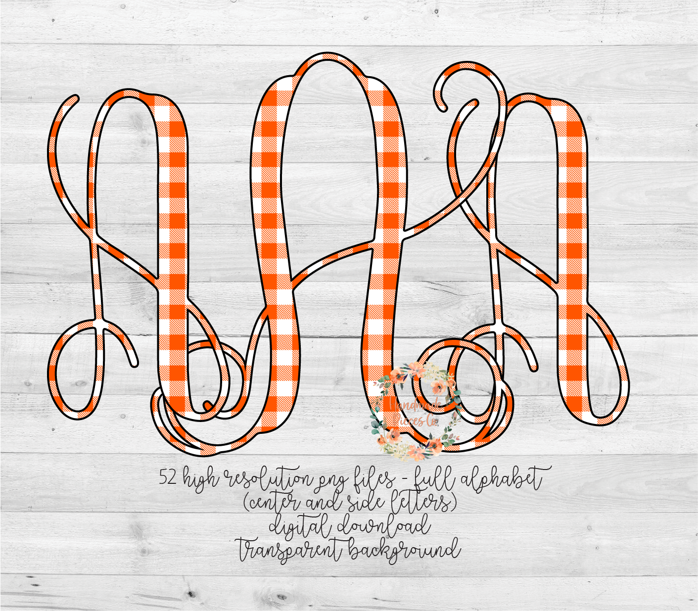 Buffalo Plaid, White and Orange - Multiple Styles - Digital Download