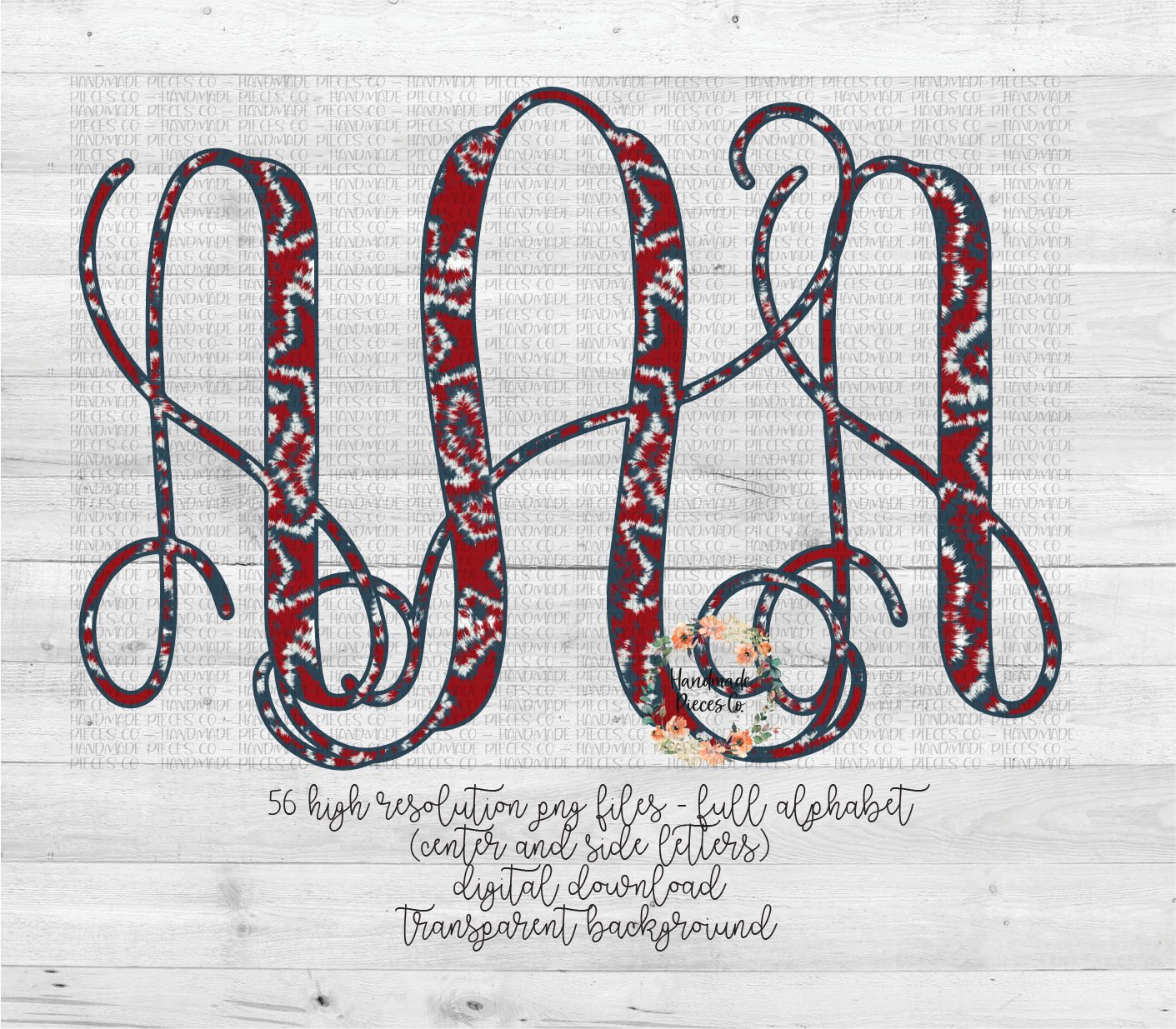 Patriotic Tie Dye Stars Monogram - Multiple Styles - Digital Download