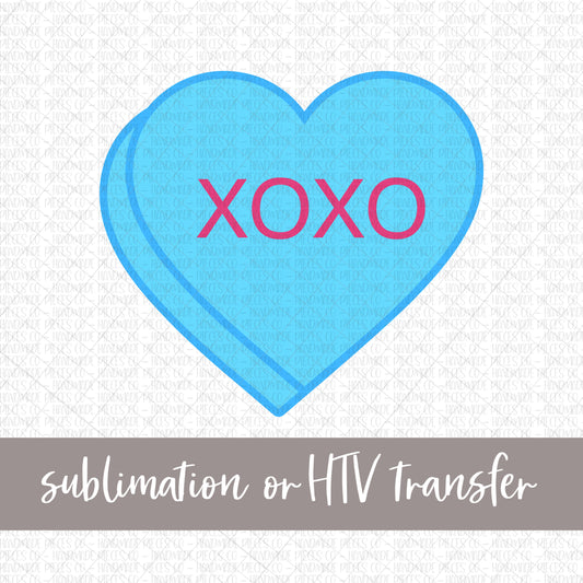 XOXO Candy Heart, Blue - Sublimation or HTV Transfer
