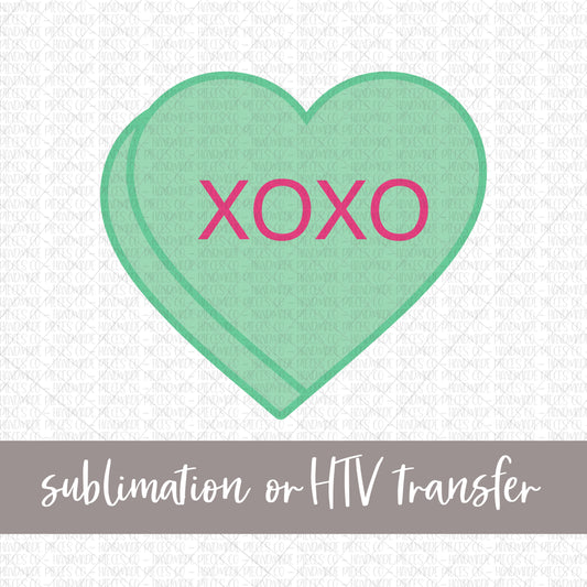 XOXO Candy Heart, Green - Sublimation or HTV Transfer