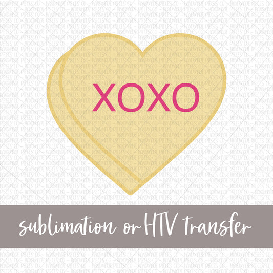 XOXO Candy Heart, Yellow - Sublimation or HTV Transfer