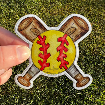 Softball with Bats - Vinyl Sticker