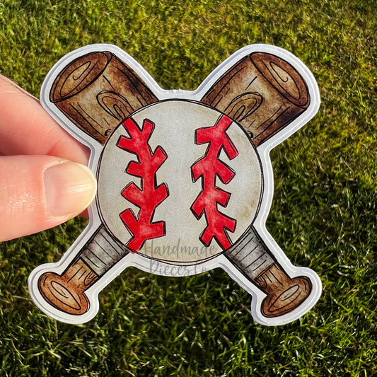 Baseball with Bats - Vinyl Sticker