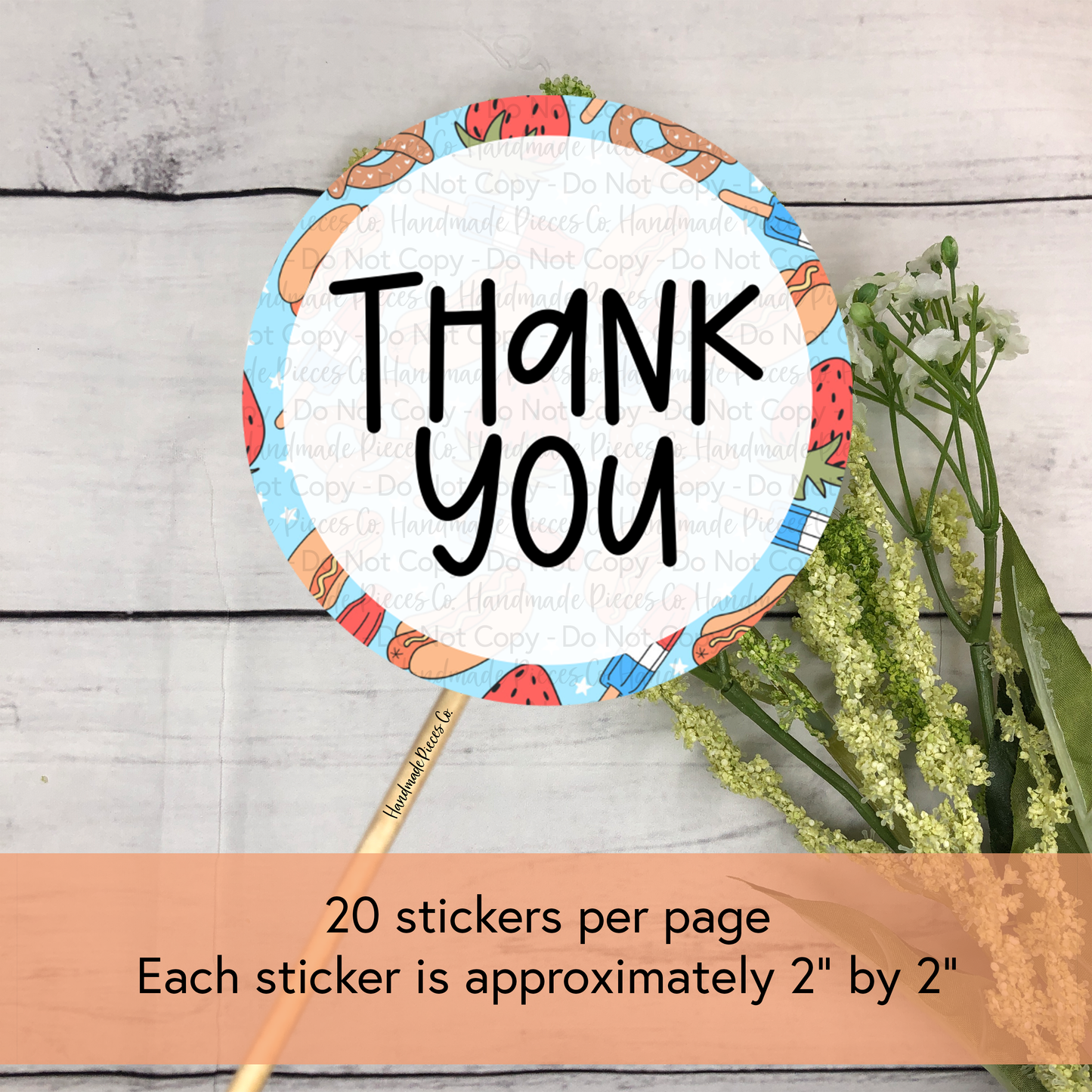 Thank You - Packaging Sticker, Red, White & Blue Theme