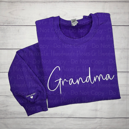 Custom Name with Sleeve Embroidered Sweatshirt or Hoodie