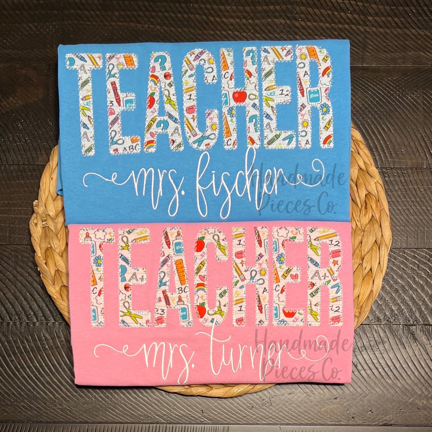 Create Your Own Teacher Appliqué with Text Below - T-Shirt or Sweatshirt