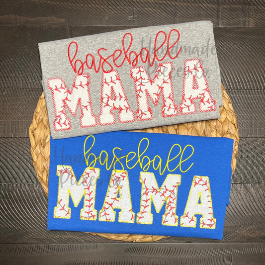 Baseball Mom Embroidered Applique Garment