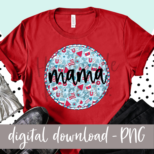 Mama Patriotic Circle PNG - Digital Download