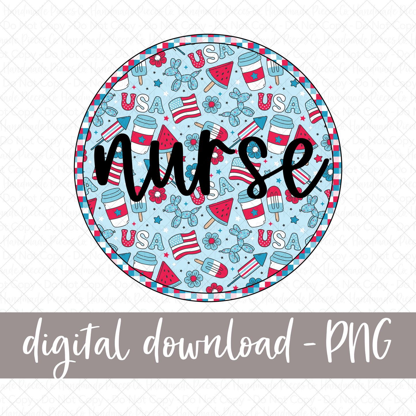 Nurse Patriotic Circle PNG - Digital Download