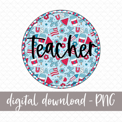 Teacher Patriotic Circle PNG - Digital Download