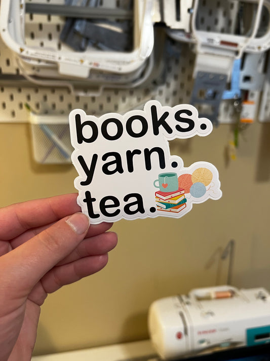 Books Yarn Tea - Vinyl Sticker