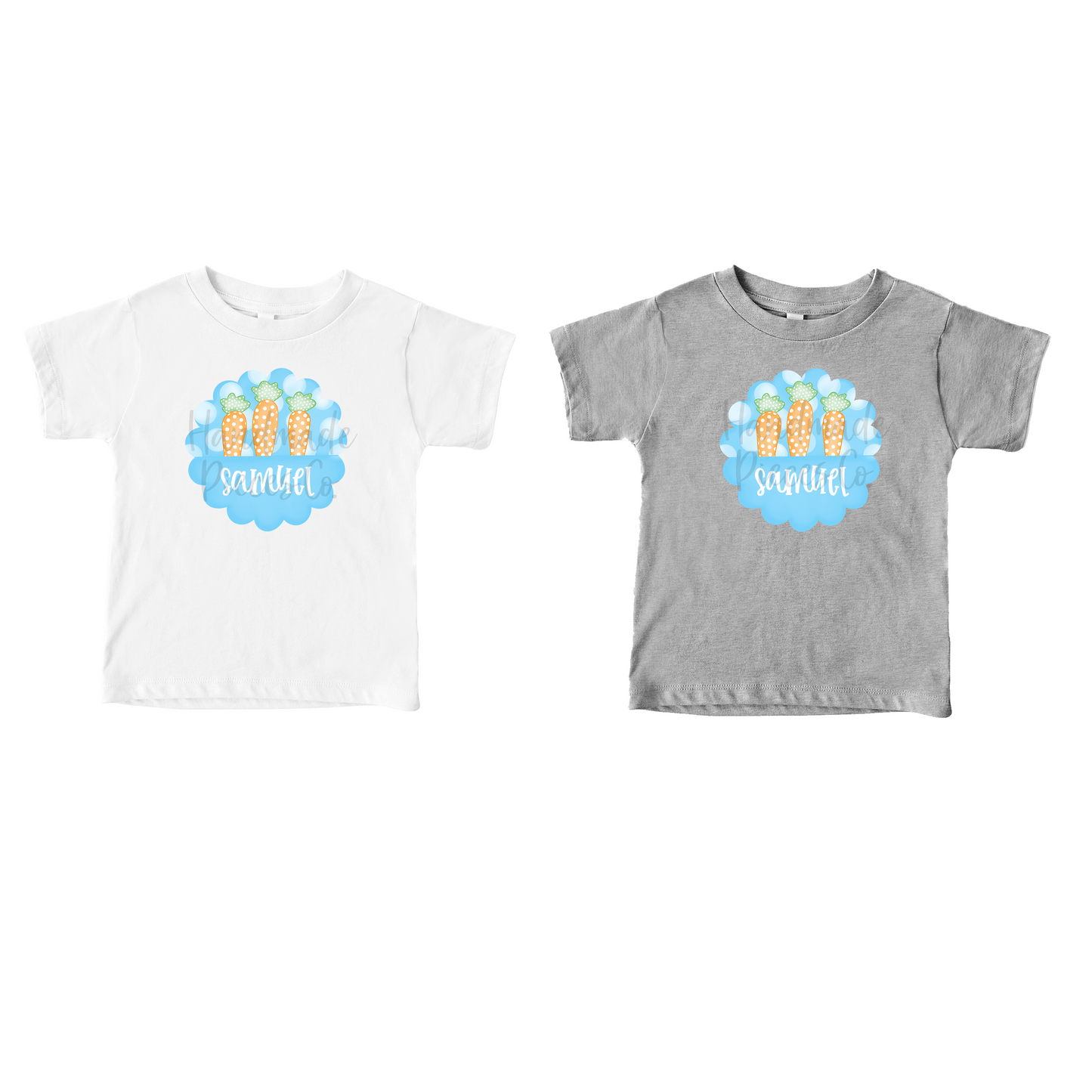 Carrot Trio, Scallop with Name, Blue - Sublimation or HTV Transfer