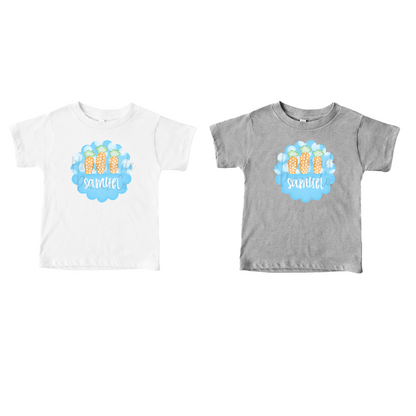 Carrot Trio, Scallop with Name, Blue - Sublimation or HTV Transfer