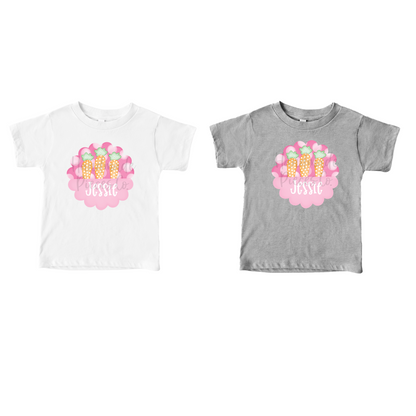 Carrot Trio, Scallop with Name, Pink - Sublimation or HTV Transfer