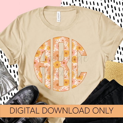 Boho Spring Floral Monogram - Multiple Styles - Digital Download