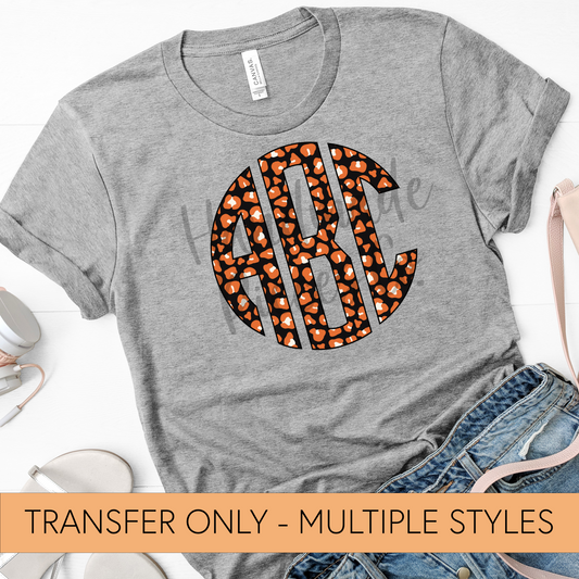 Leopard Monogram, Orange and Black - Sublimation or HTV Transfer