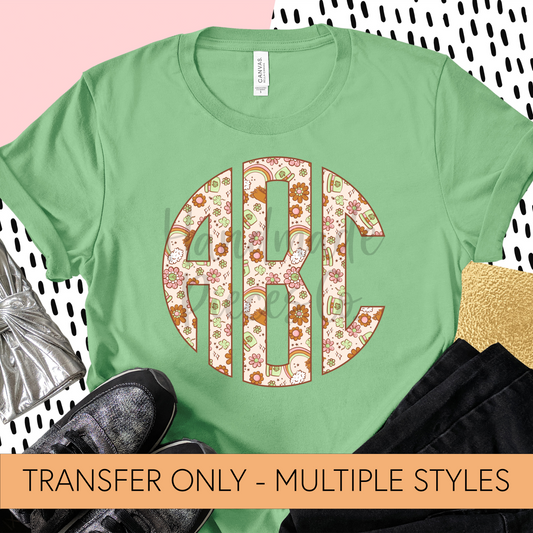 St. Patrick's Day Monogram, Festive Boho Mix - Sublimation or HTV Transfer