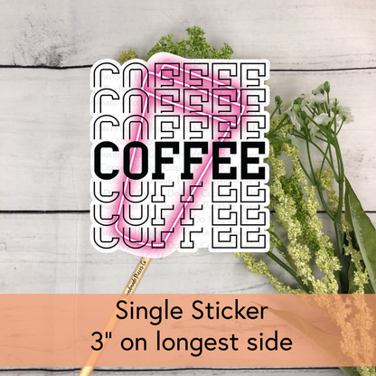 Coffee, Neon Stack - Vinyl Sticker