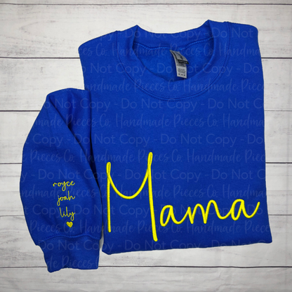 Custom Name with Sleeve Embroidered Sweatshirt or Hoodie