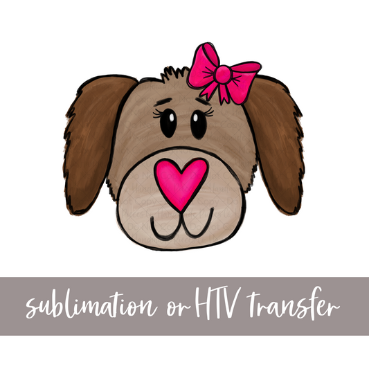 Valentine's Puppy, Bow - Sublimation or HTV Transfer