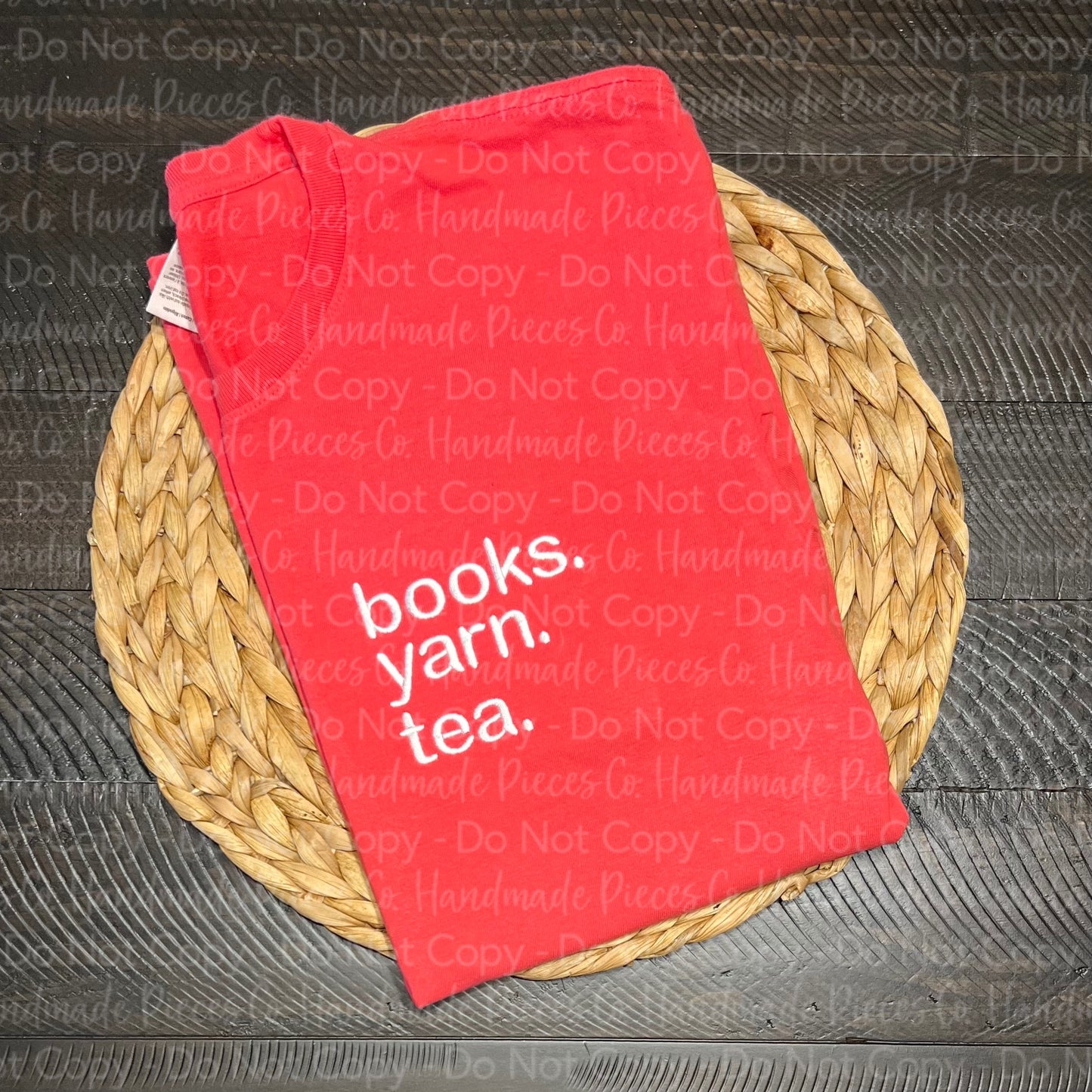 Sample Collection - Books Yarn Tea Embroidered Short Sleeve TShirt - Size XLarge