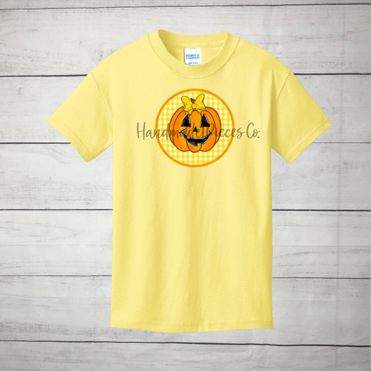 Jack O Lantern, Faux Applique Circle Graphic Shirt