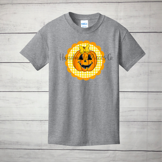 Jack O Lantern, Faux Applique Scallop Graphic Shirt