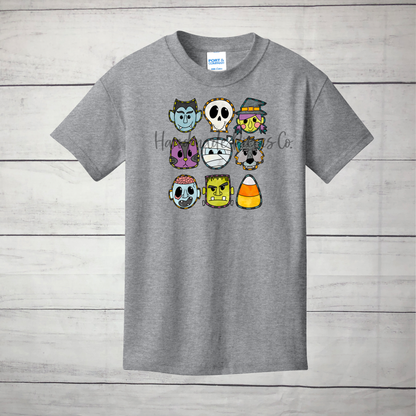 Halloween Character Doodles Graphic Shirt