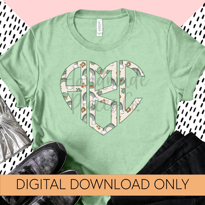 St. Patrick's Day Monogram, Green Rainbows - Multiple Styles - Digital Download