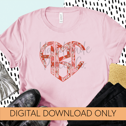 Floral XOXO Monogram - Multiple Styles - Digital Download