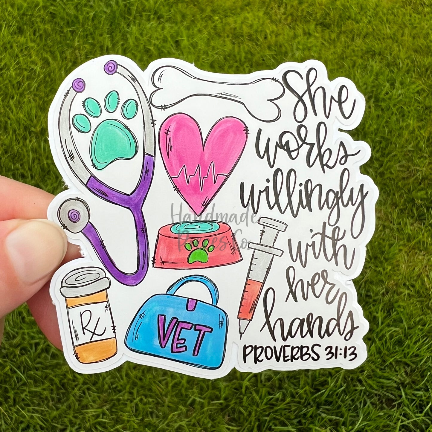 Veterinarian, She Works Willingly - Vinyl Sticker