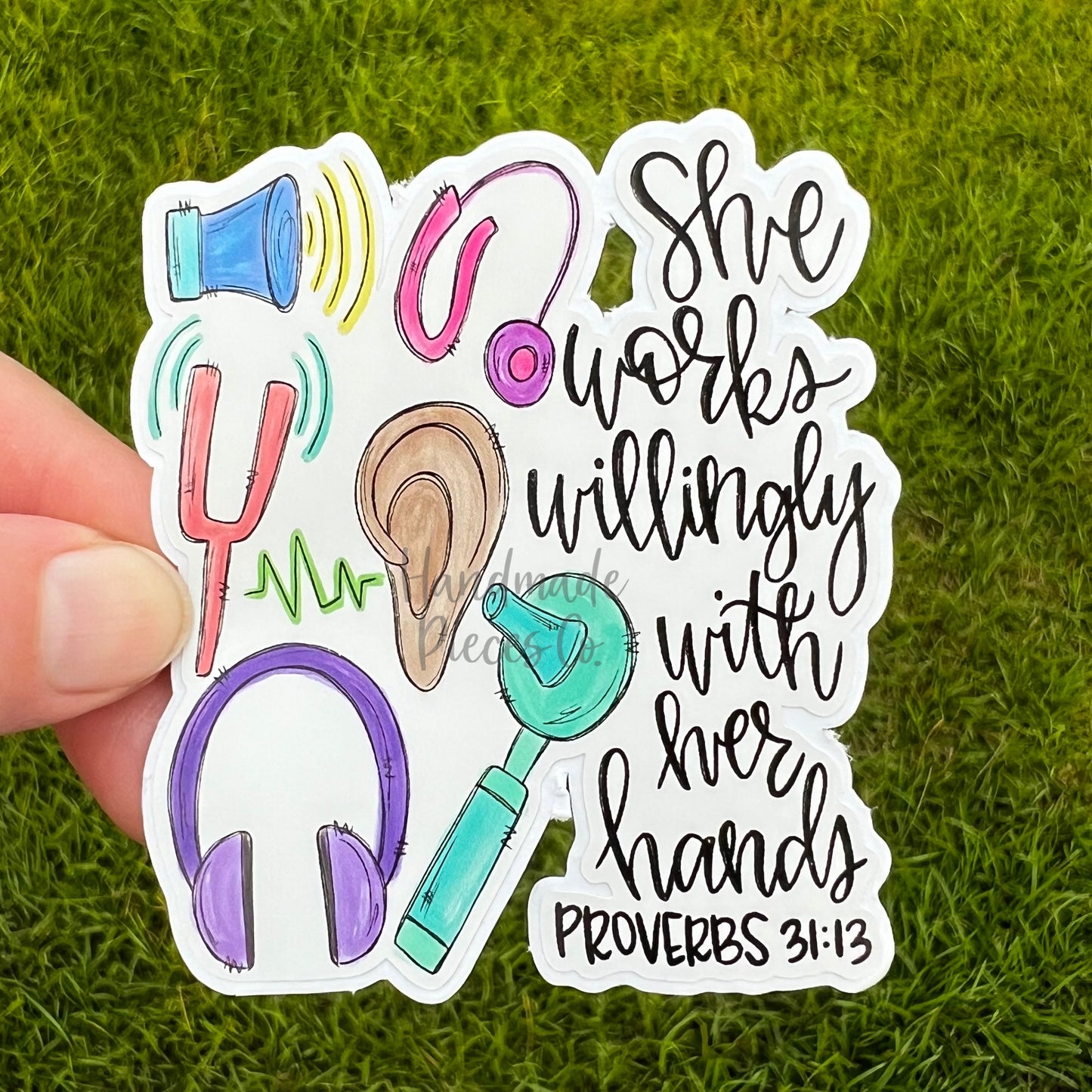 Audiologist, She Works Willingly - Vinyl Sticker