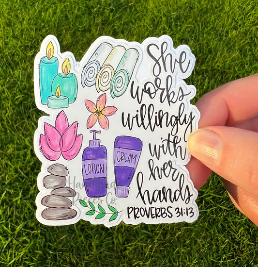 Massage Therapist, She Works Willingly - Vinyl Sticker